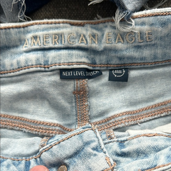 American Eagle Outfitters Women's Distressed Denim Shorts - Blue and Light Blue - Picture 2 of 7